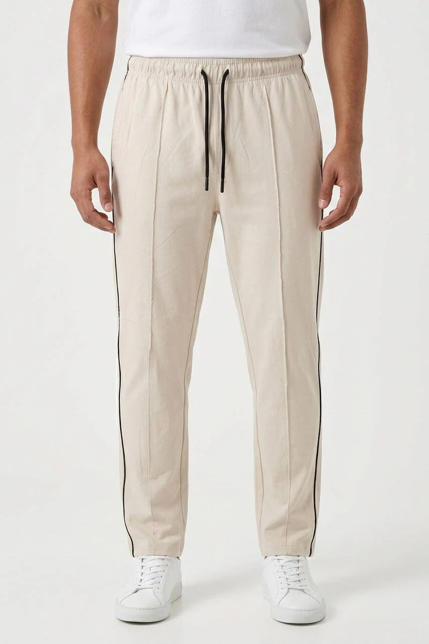 Men's Contrast Piping Pleated Trousers