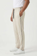 Men's Contrast Piping Pleated Trousers