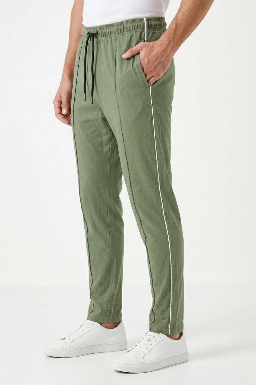 Men's Contrast Piping Pleated Trousers