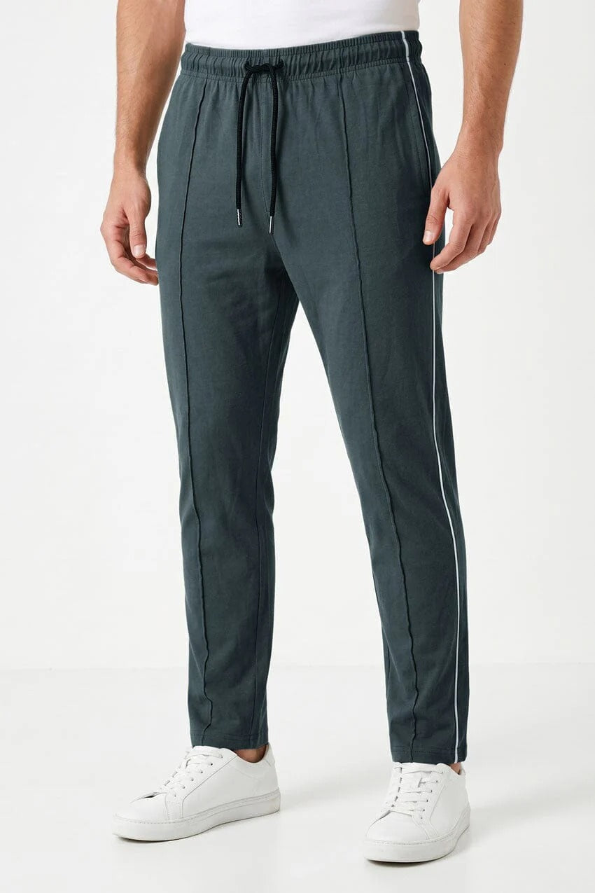 Men's Contrast Piping Pleated Trousers
